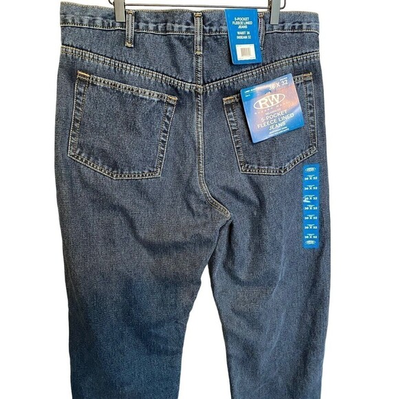 Rugged Wear Jeans Fleece Lined Denim Mens Size 36x32 Blue Straight Leg New - Picture 4 of 10